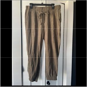 Democracy linen joggers cargo pants olive green